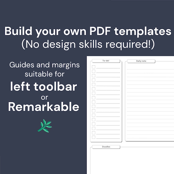Customizable Remarkable Template: To-Do, Note, Monthly Planner (left toolbar)
