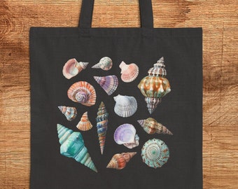 Sea Shells Tote Bag, Sea Shells Collector Bag, Beach Bag Gift, Seashells Beach Bag, Summer Canvas Tote Bag, Beach Vacation Bag, Weekend Tote