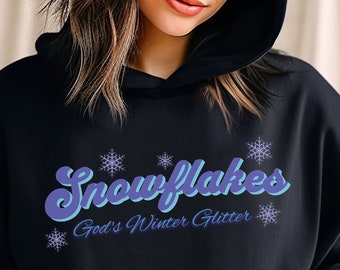 Snowflakes Glitter Hoodie: Winter Vacation Gift for Mom