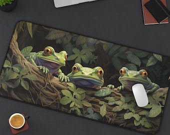 Jungle Frog Desk Mat: Wildlife Nature Theme Office Decor