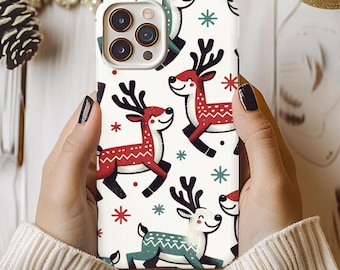 Reindeer Phone Case, iPhone Samsung Pixel Case, Holidays iPhone Case, Winter Phone Case, Christmas iPhone Case, Stocking Stuffer,