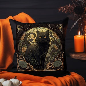 Black Cat Pillow, Black Cat Decor, Black Cat Gift, Black Cat Owner, Black Cat Present, Black Cat Mom, Black Cat Lovers, Cat Pillow