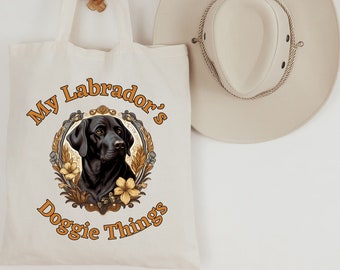 Labrador Dog Tote Bag: 100% Cotton Canvas Doggie Things Bag