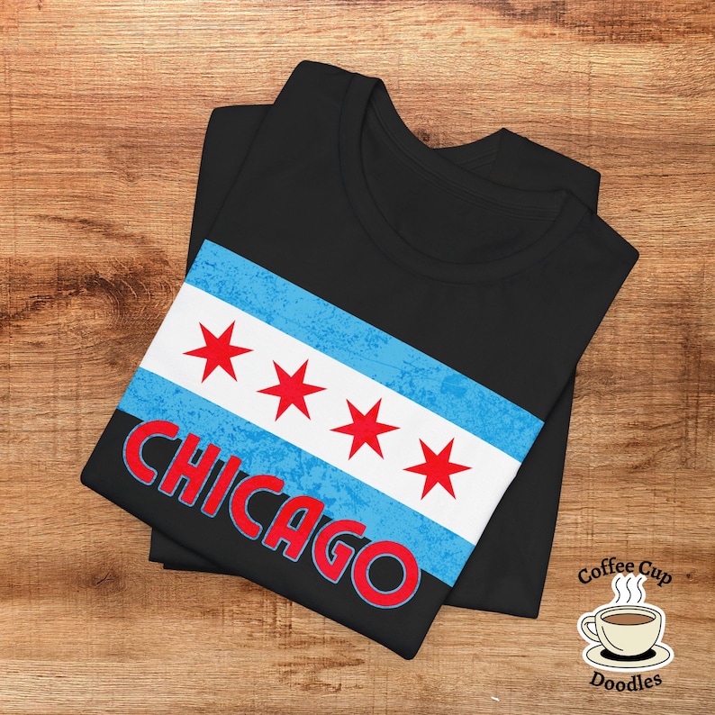 Chicago Flag Tee, Windy City Tee, Chicago Gift, Chicago Native Shirt, Tourist Gift Tee, Chicago Lovers, Second City, Chicago Stars Tee image 8