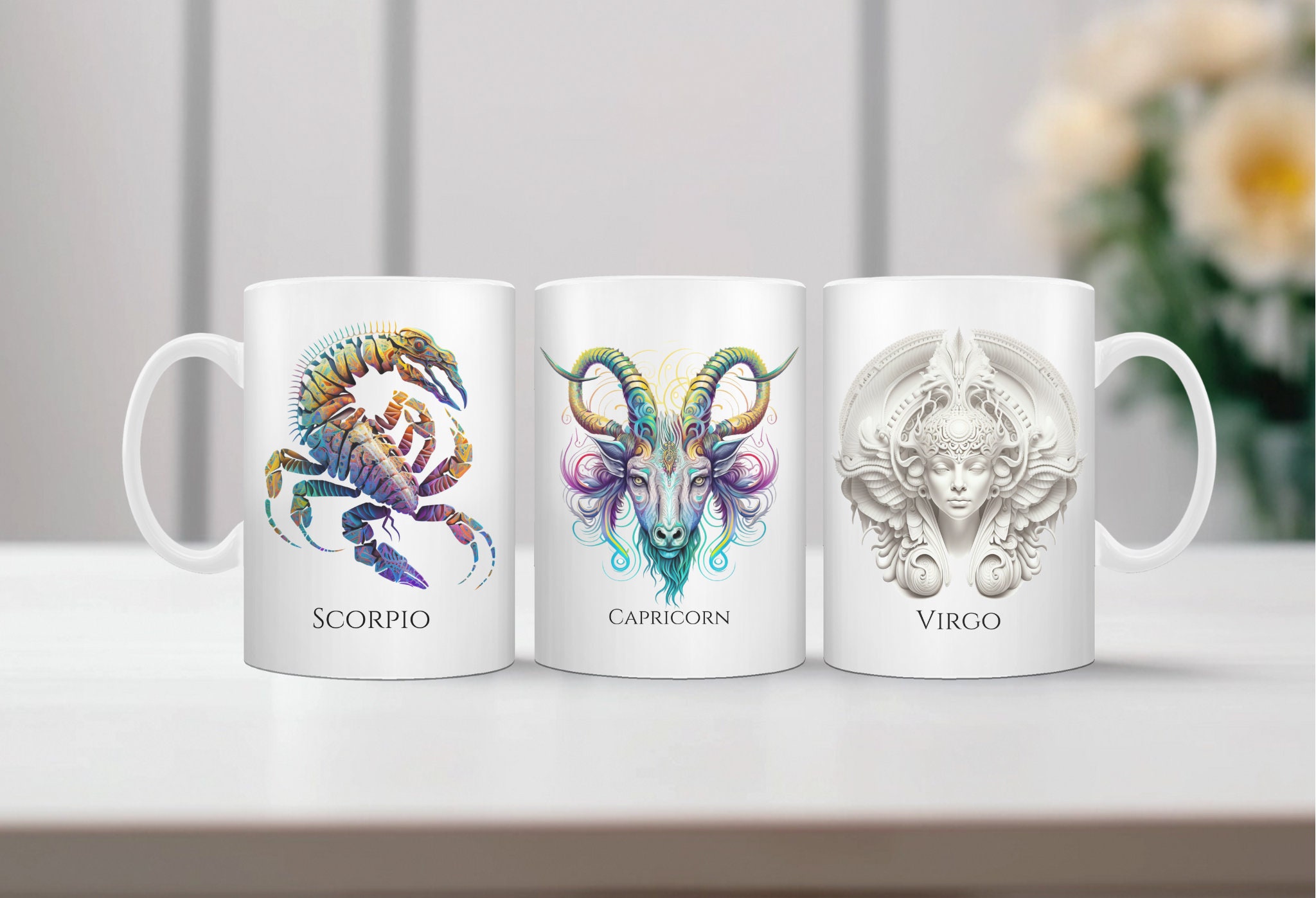 Zodiac Mug Collection Zodiac Mugs Zodiac Coffee Cups Zodiac Etsy