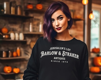 Salem&#39;s Lot Sweatshirt, Stephen King Fan, Barlow & Straker Antiques, Halloween Party Shirt, Stephen King Fan Gift, Horror Novel, Retro TV