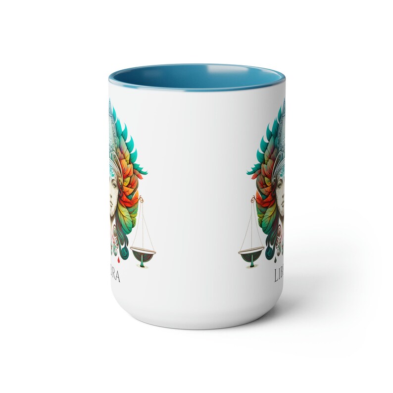Taza del zodiaco Libra: Taza de café de cerámica de 15 oz, arte astrológico imagen 6
