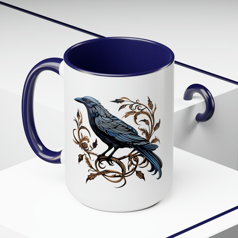 Crow Mug, Raven Mug, Goth Raven Mug, Bird Crow Mug, Raven Shirt, Bird Watcher, The Raven, Black Crow, Quoth the Raven, Murder of Crows image 6