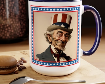Uncle Sam Coffee Mug: Patriotic USA Art, 4th of July Gift