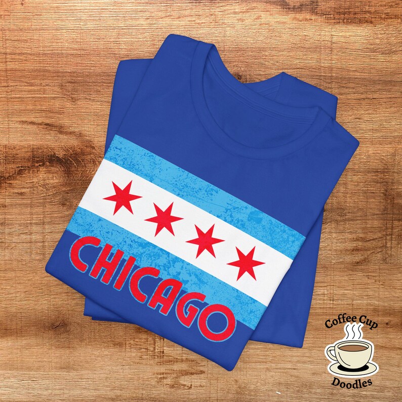 Chicago Flag Tee, Windy City Tee, Chicago Gift, Chicago Native Shirt, Tourist Gift Tee, Chicago Lovers, Second City, Chicago Stars Tee image 5