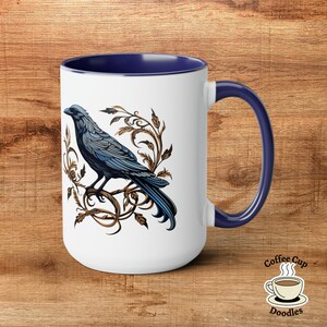 Crow Mug, Raven Mug, Goth Raven Mug, Bird Crow Mug, Raven Shirt, Bird Watcher, The Raven, Black Crow, Quoth the Raven, Murder of Crows image 5