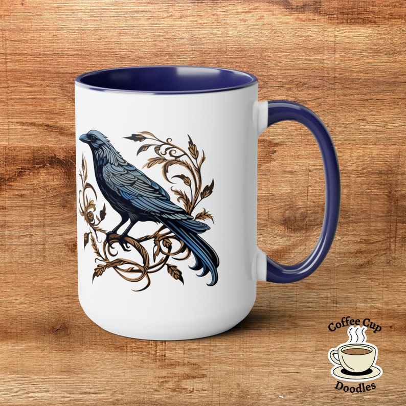 Crow Mug, Raven Mug, Goth Raven Mug, Bird Crow Mug, Raven Shirt, Bird Watcher, The Raven, Black Crow, Quoth the Raven, Murder of Crows image 5