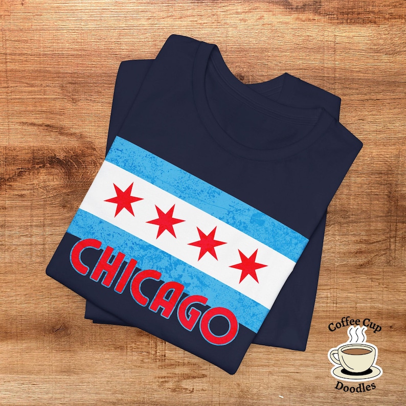Chicago Flag Tee, Windy City Tee, Chicago Gift, Chicago Native Shirt, Tourist Gift Tee, Chicago Lovers, Second City, Chicago Stars Tee image 1