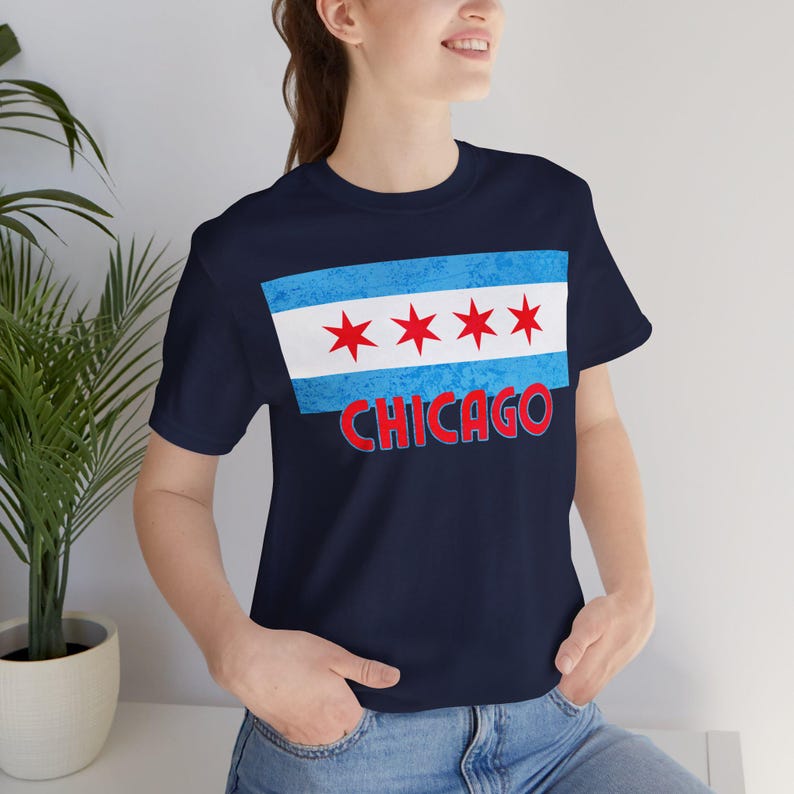 Chicago Flag Tee, Windy City Tee, Chicago Gift, Chicago Native Shirt, Tourist Gift Tee, Chicago Lovers, Second City, Chicago Stars Tee image 3