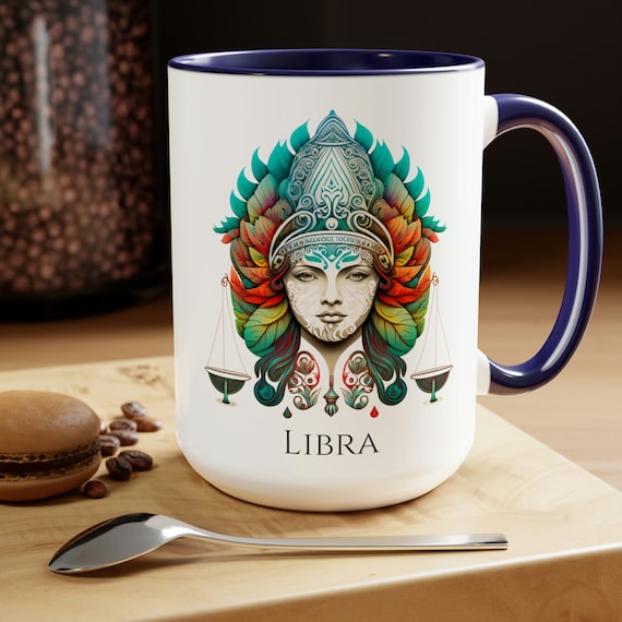 Libra Zodiac Mug: 15oz Ceramic Coffee Cup, Astrology Art