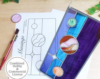 Space Planets Stained Glass Pattern, Beginner Stained Glass Pattern, PDF & PNG Digital Download