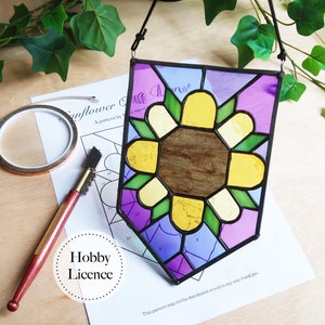 Sunflower Barn Quilt Glasmalerei-Muster, Anfänger-Glasmalerei-Muster, PDF und PNG digitaler Download