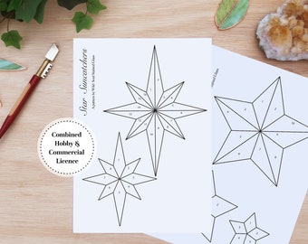 Christmas Stars Stained Glass Pattern, Stained Glass Patterns, Beginners Stained Glass , Christmas Star Topper Pattern