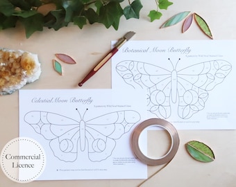 Butterfly Stained Glass Pattern,  PDF & PNG Digital Download