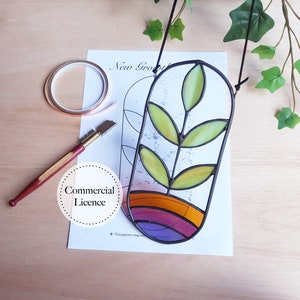 Plant Stained Glass Pattern, Stained Glass Pattern, Digital Download, DIY Stained Glass, Stained Glass Decor