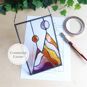 Mountains Stained Glass Pattern, Stained Glass Patterns, Digital Download, DIY Stained Glass, Stained Glass Decor, Mountain peak pattern