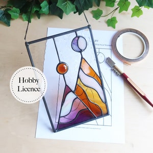 Mountains Stained Glass Pattern, Stained Glass Patterns, Digital Download, Boho Stained Glass Pattern
