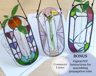 Stained Glass Propagation Station Pattern Bundle, Beginner Stained Glass Bundle, PDF & PNG Digital Download