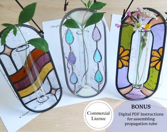 Stained Glass Propagation Station Pattern Bundle, Beginner Stained Glass Bundle, PDF & PNG Digital Download
