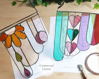 Retro Geometric Stained Glass Pattern, PDF & PNG Digital Download