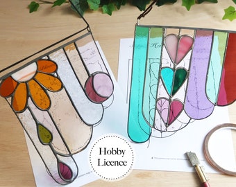 Geometric Retro Stained Glass Pattern, Beginner Stained Glass Patterns, PDF and PNG Digital Download