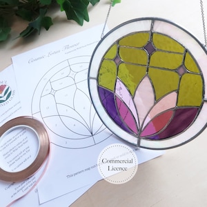 Lotus Flower Stained Glass Pattern, Stained Glass Pattern, Digital Download, DIY Stained Glass, Stained Glass Decor