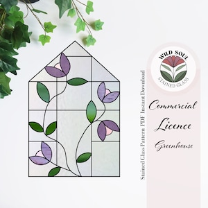 Greenhouse Stained Glass Pattern, stained glass patterns, Digital Download, DIY Stained Glass, Stained Glass Decor, Template