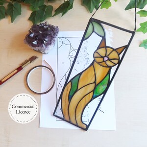 Cat Stained Glass Pattern, Stained Glass Patterns, Digital Download, DIY Stained Glass, Stained Glass Decor
