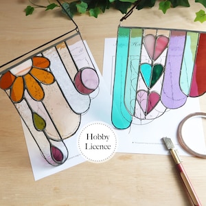 MULTIPACK x2 Stepped Stained Glass Pattern, Stained Glass Patterns, Digital Download, DIY Stained Glass, Stained Glass Decor