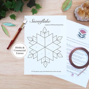 Snowflake Star Stained Glass Pattern, Stained Glass Patterns, Digital Download, DIY Stained Glass, Stained Glass Decor