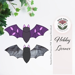 Bat Stained Glass Pattern, Beginner Stained Glass Patterns, PDF and PNG Digital Download