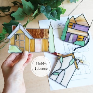 Mini Houses Stained Glass Pattern, Stained Glass Patterns, Digital Download, DIY Stained Glass, Stained Glass Decor, Tiny Homes Pattern