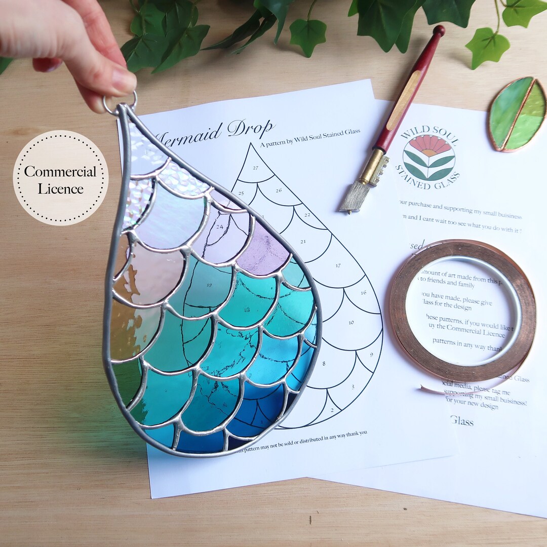 Fish Scales Mermaid Stained Glass Pattern, PDF & PNG Digital Download ...