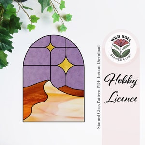 Celestial landscape Stained Glass Pattern, Stained Glass Patterns, Digital Download, DIY Stained Glass, Stained Glass Decor