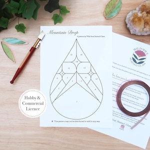 Berg Tropfen Glasmalerei, Glasmalerei-Muster, digitaler Download, DIY Glasmalerei, Glasmalerei-Dekor