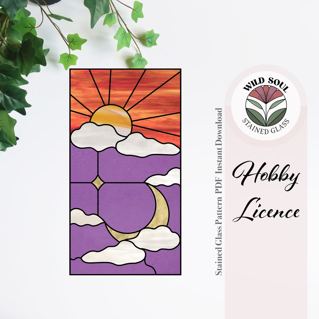 Celestial Sun and Moon Stained Glass Pattern Stained Glass - Etsy