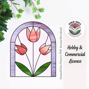 Tulip Arch Stained Glass Pattern, Stained Glass Patterns, Digital Download, DIY Stained Glass, Stained Glass Decor