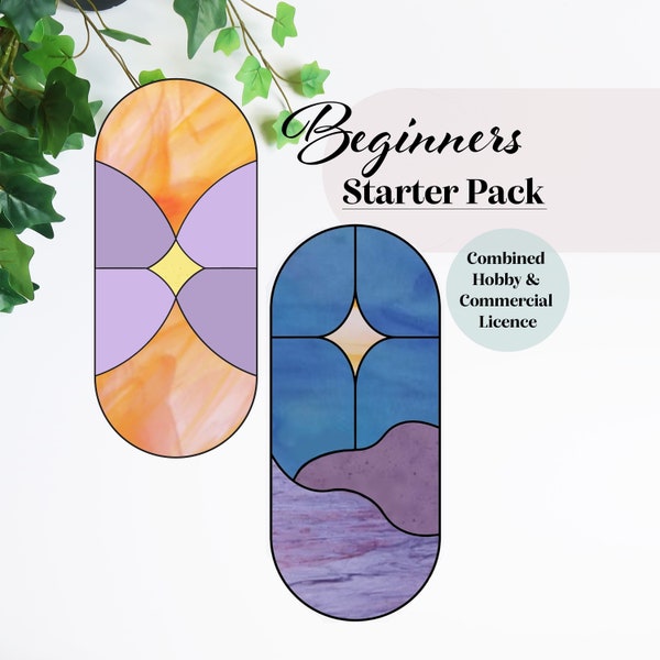 Beginners Stained Glass Pattern Bundle, Stained Glass Patterns, Digital Download, Boho Stained Glass Pattern