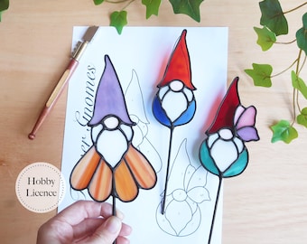 Gnome Stained Glass Plant Stakes Pattern, Anfänger Stained Glass Bundle, PDF & PNG Digital Download