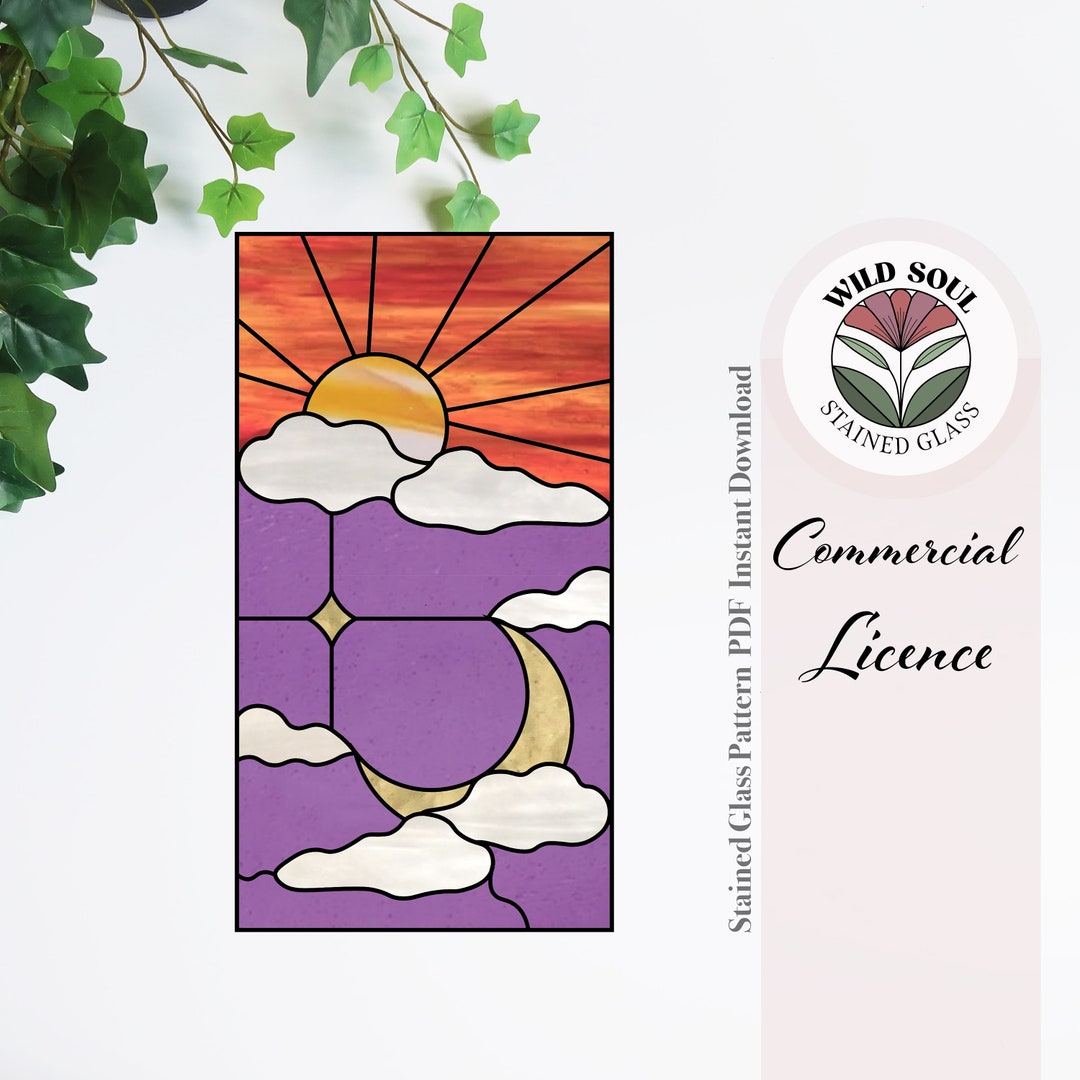Celestial Sun and Moon Stained Glass Pattern Stained Glass - Etsy