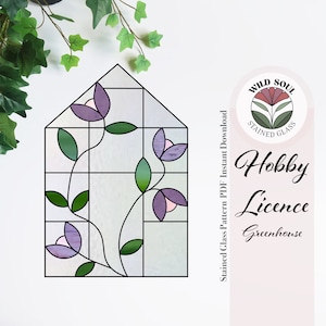 Greenhouse Stained Glass Pattern, Stained Glass Patterns, Digital Download, DIY Stained Glass, Stained Glass Decor, template