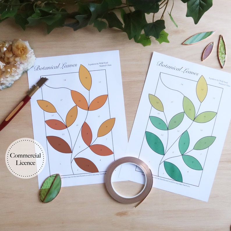 Plant Leaf Stained Glass Pattern Stained Glass Patterns Etsy