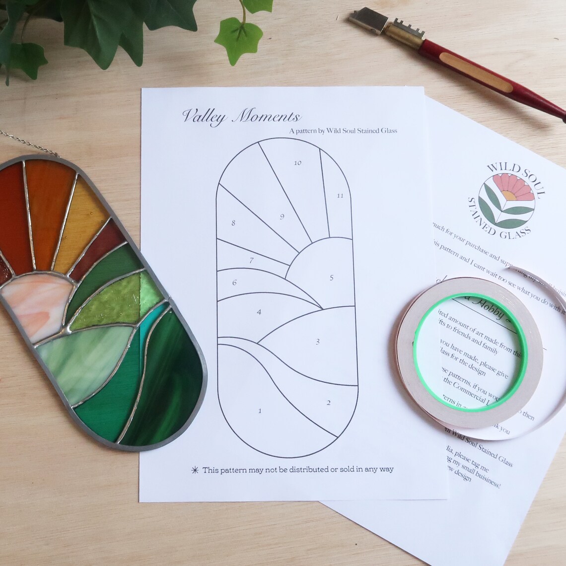 Valley Landscape Stained Glass Pattern Stained Glass - Etsy UK