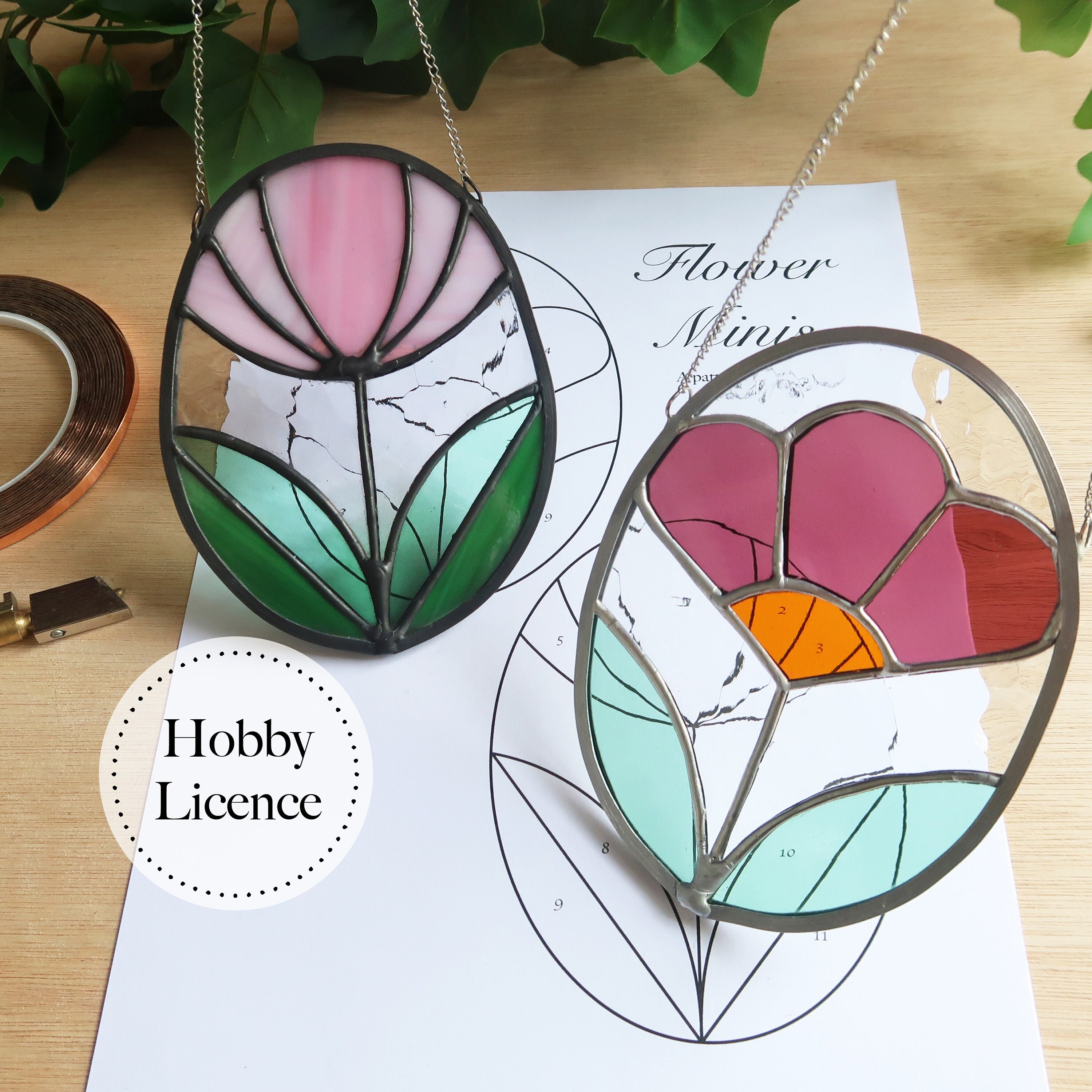 Flower Minis Stained Glass Pattern Stained Glass Patterns Digital Download Beginner Stained Glass Pattern Easy Pattern