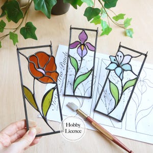 Blompaneler med mönster för målat glas, nybörjarmönster för målat glas, PDF- och PNG-digital nedladdning